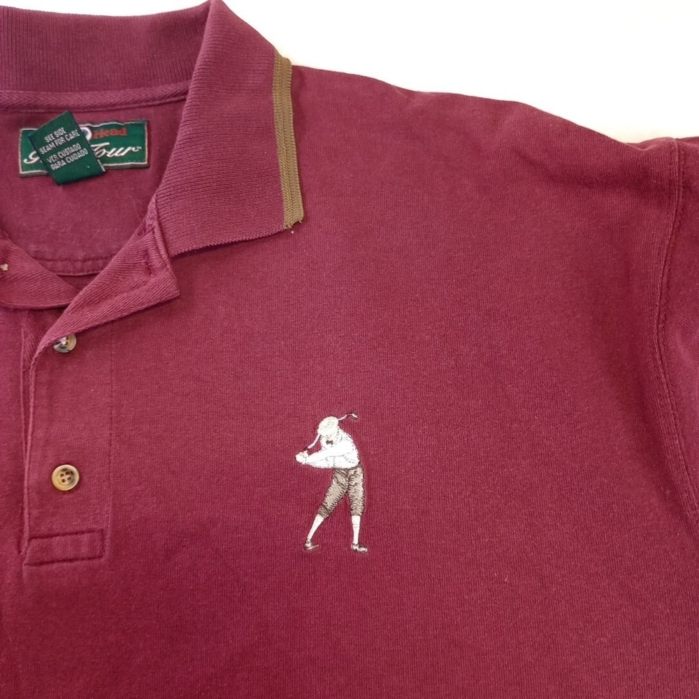Vintage Duck Head Tour Men's Large Polo Shirt Burgundy Golf Logo size Large - Picture 2 of 8